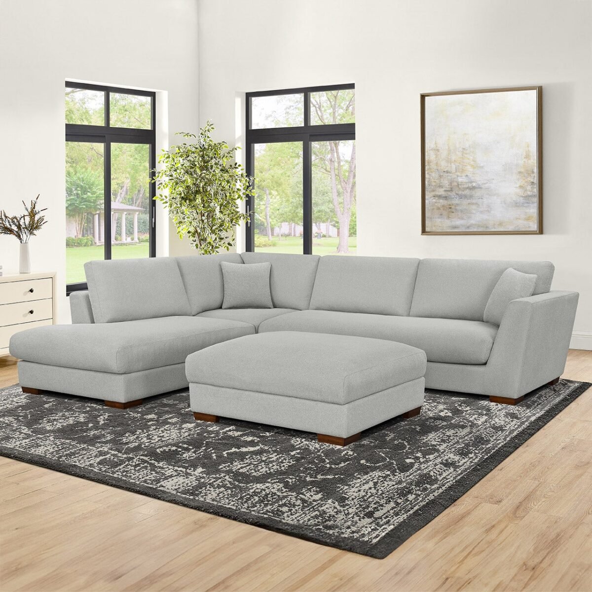Henredon Larkin House Deep Seating Fabric Sectional with Storage Ottoman - Image 1