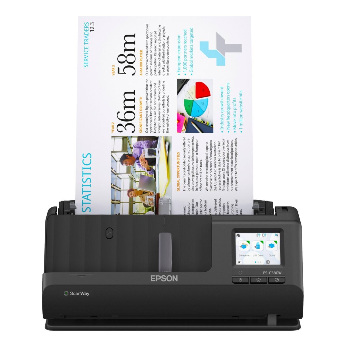 Epson WorkForce ES-C380W Wireless Compact Desktop Document Scanner - Image 1