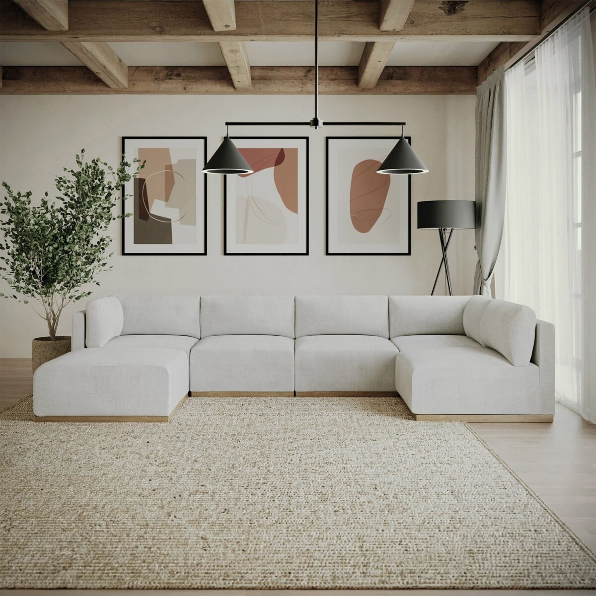Henredon Murphy Fabric Modular Sectional with Ottoman - Image 1
