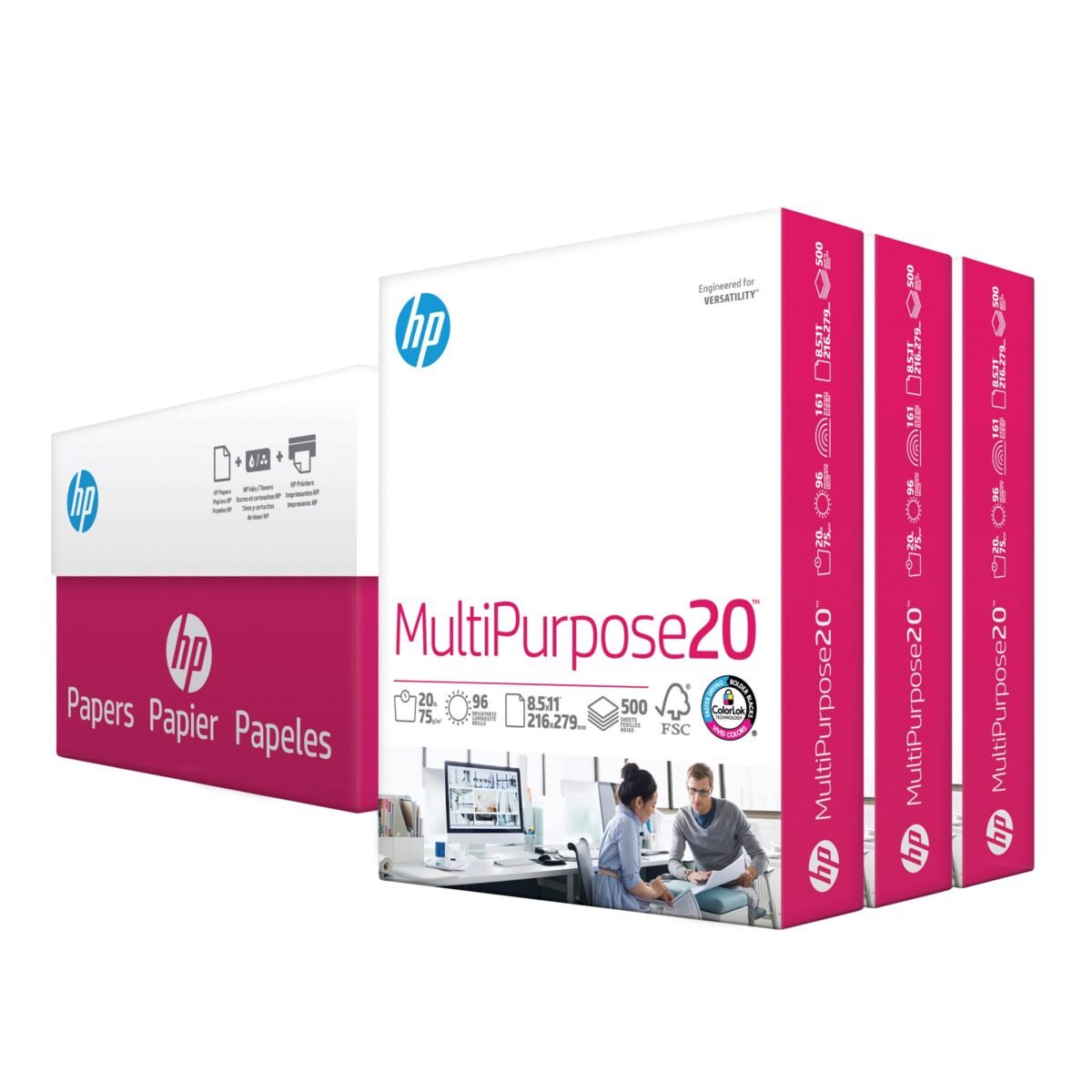 HP Ultra White Multipurpose Printer Paper, Letter, 20lb, 96-Bright, 3 Reams of 500 sheets - Image 1